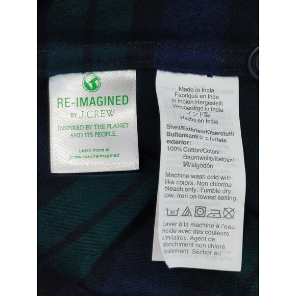 J. Crew Long Sleeve Shirt Flannel Double Brushed Plaid Green Mens Medium NWT - Picture 7 of 7